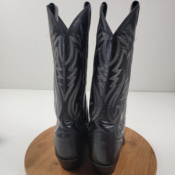Justin Black Teju Lizard Exotic Skin Western Boots 9302 Women's Size 6.5 D USA - Picture 7 of 16